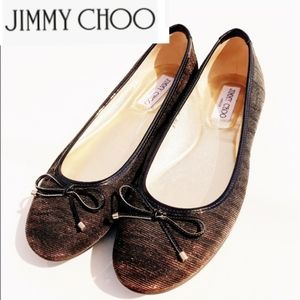 JIMMY CHOO Metallic Mesh Flats Authentic NWOT!
